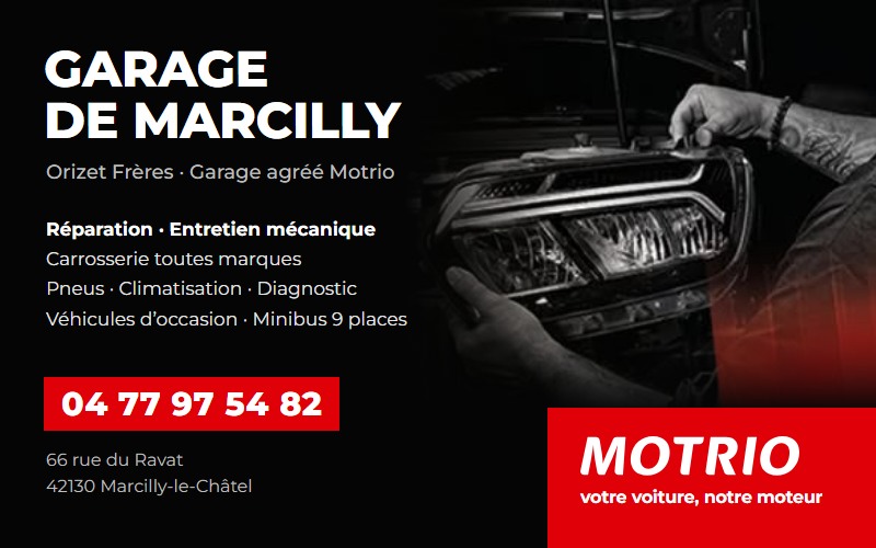 Carte de visite Garage de Marcilly, Motrio Orizet Frères